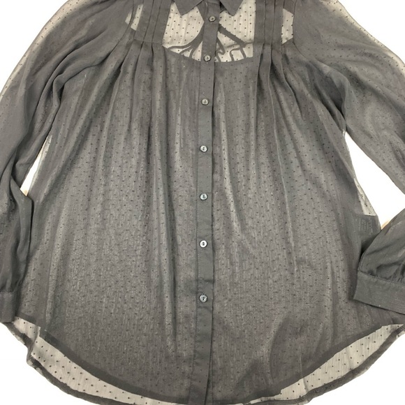 MANDEE Black Sheer Polka Dot Blouse with Back Cut-Out - Picture 8 of 13
